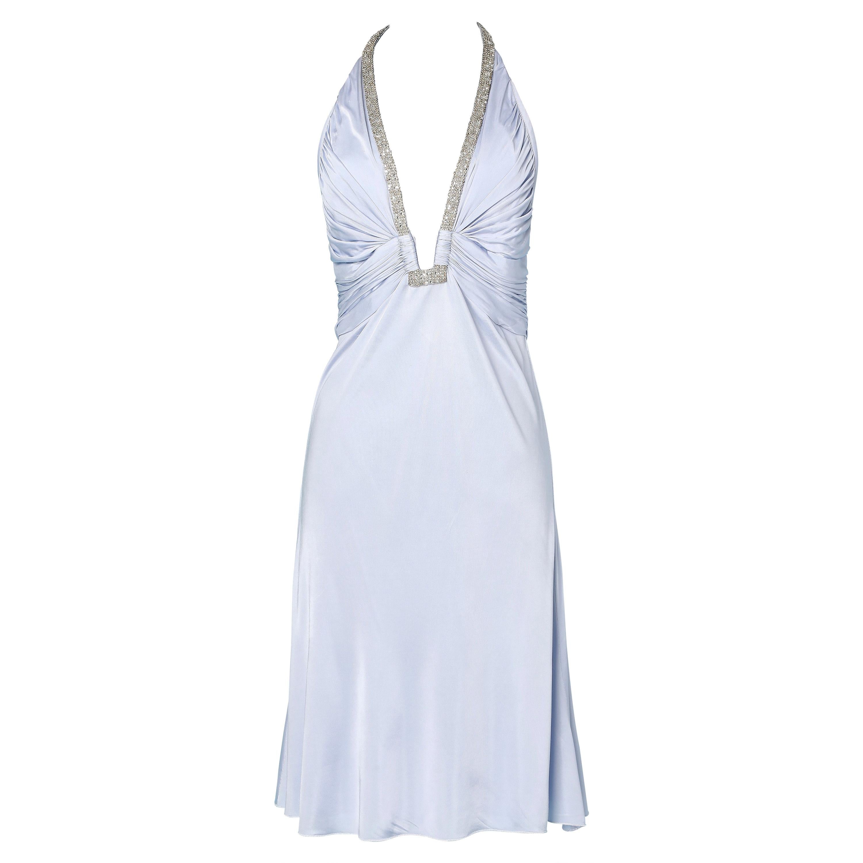 Pale blue jersey dress with embroidered ...